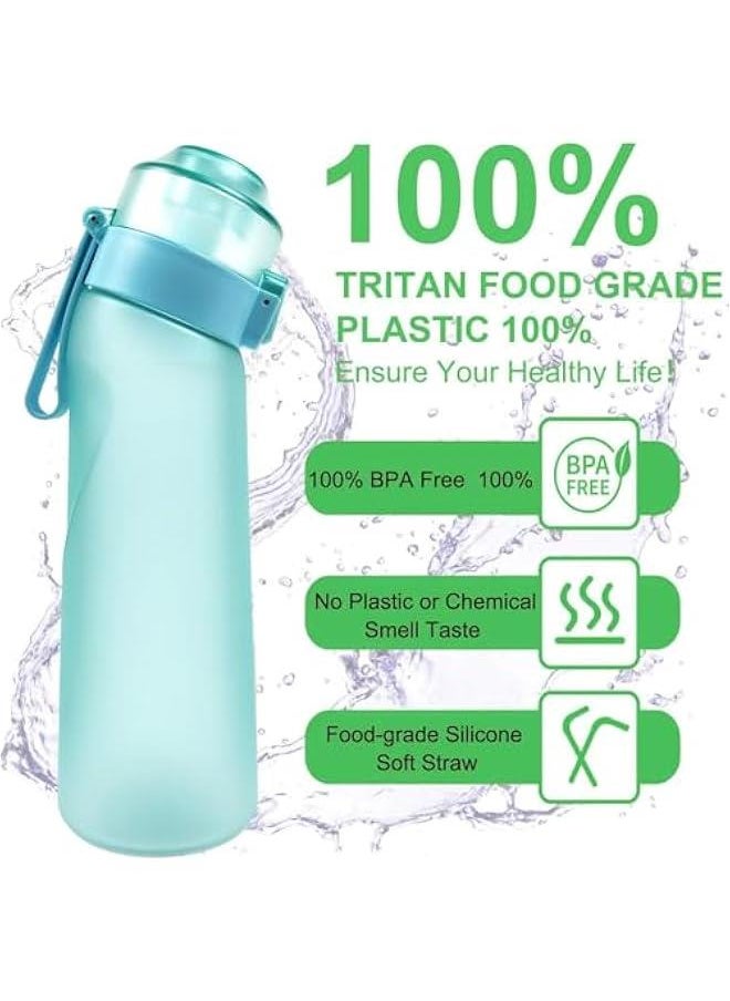 Air up Water Bottle with 7 Flavor Pods 650ml Sports Water Bottle with Straw Fruit Scent Fragrance Lockable Leakproof BPA Free Drinking Bottles for Fitness and Outdoor (Frosted Blue)