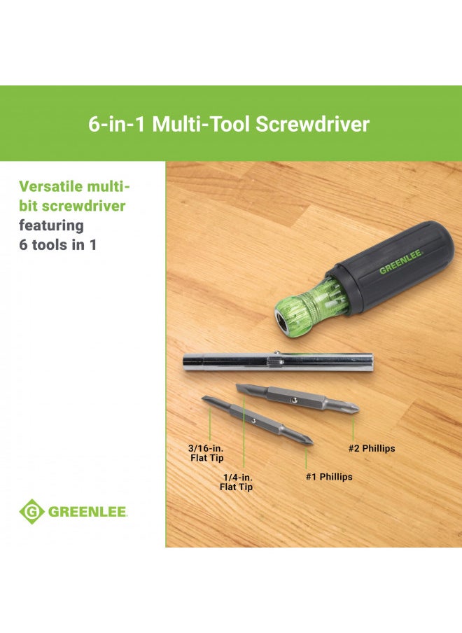 Greenlee 0153-42C 6-in-1 Multi-Tool Screwdriver with Flat-Tip, Phillips, and Hex Bits