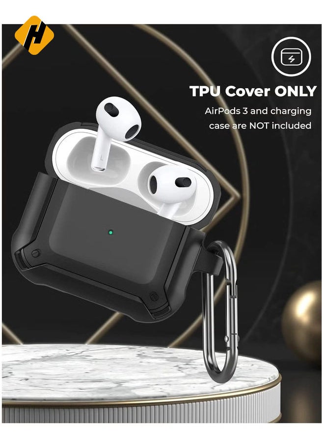 AirPods 3 Case With Keychain, Full-Body Rugged Protective Shockproof Carrying Case Cover Skin for AirPods 3rd Generation 2021, Front LED Visible