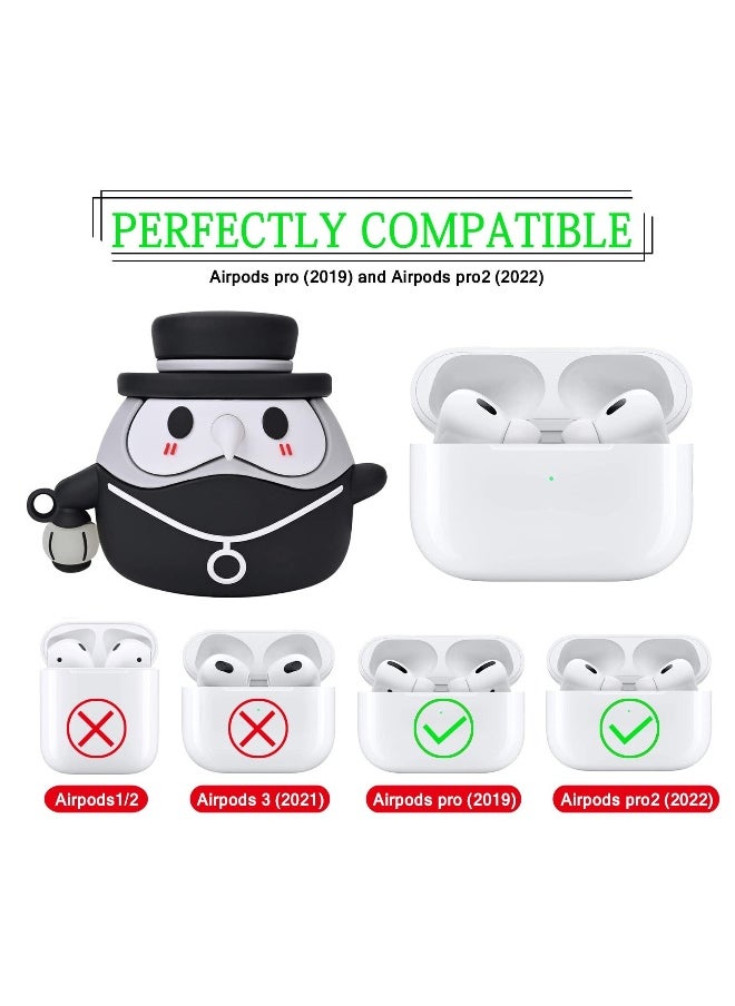 For AirPods Pro 2nd/1st Generation Case Cover, Luminous Medieval Plague Doctor Anime Design Compatible with Pro(2019/2022) TPU Silicone