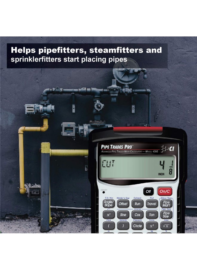 Calculated Industries 4095 Pipe Trades Pro Advanced Pipe Layout and Design Math Calculator Tool for Pipefitters, Steamfitters, Sprinklerfitters and Welders | Built-in Pipe Data for 7 Materials , White