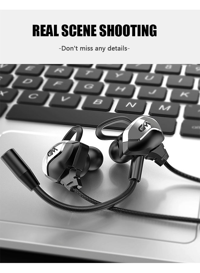 Wired Headphones with Mic, In-Ear Headphones, 3.5mm Jack Noise Reduction Premium Stereo Sound Wired Earbuds (Black)