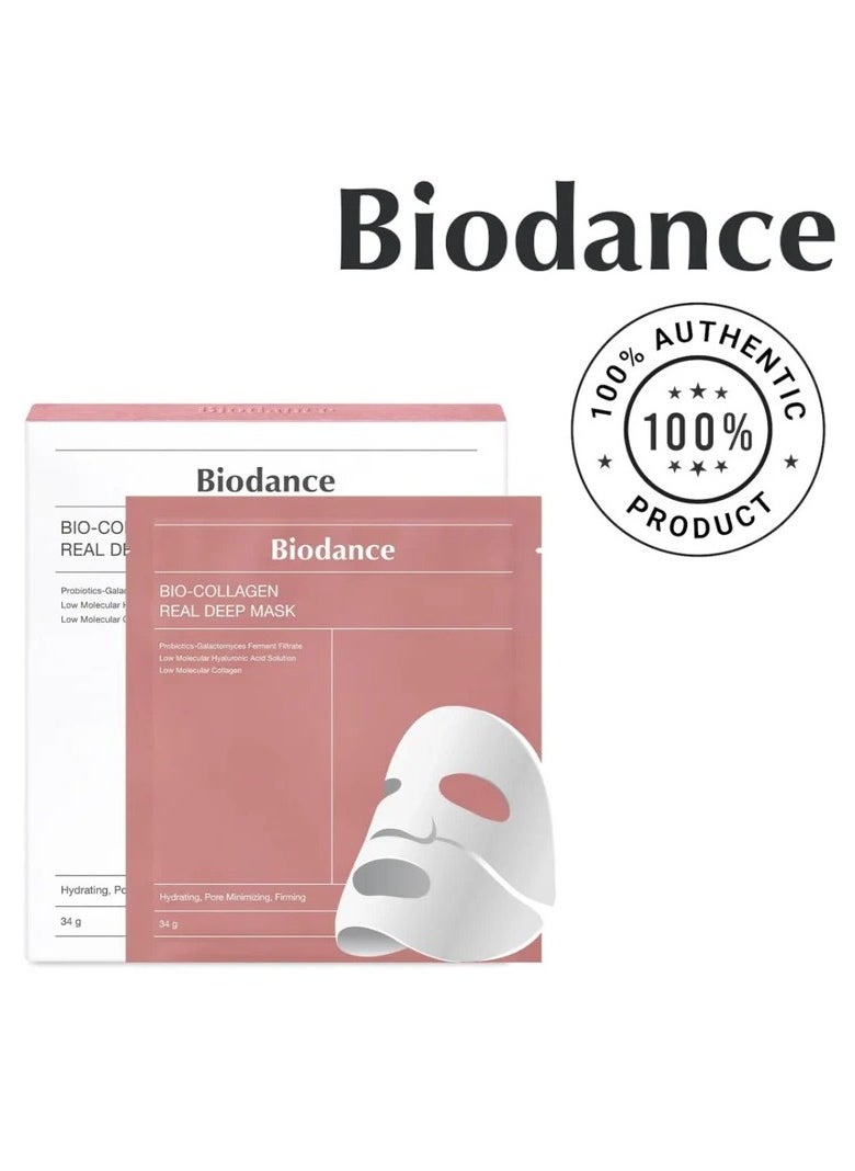 BIODANCE Bio-Collagen Real Deep Mask, Hydrating Overnight Mask, Pore Minimizing, Elasticity Improvement, 34g x4ea