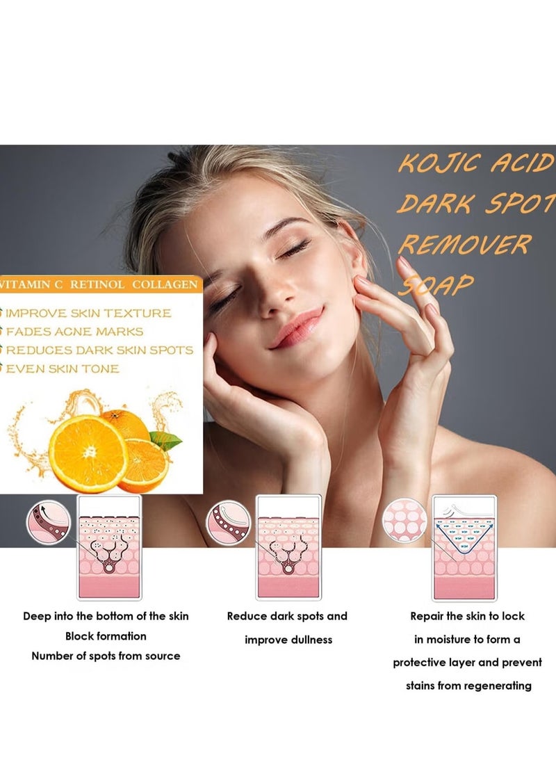 4pcs Kojic Acid Essential Oil Soap Makes Face and Body Skin More Even and Bright 65g*4