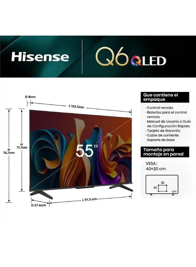 55 inch4K Smart TV QLED 60 Hz 55Q6N Black