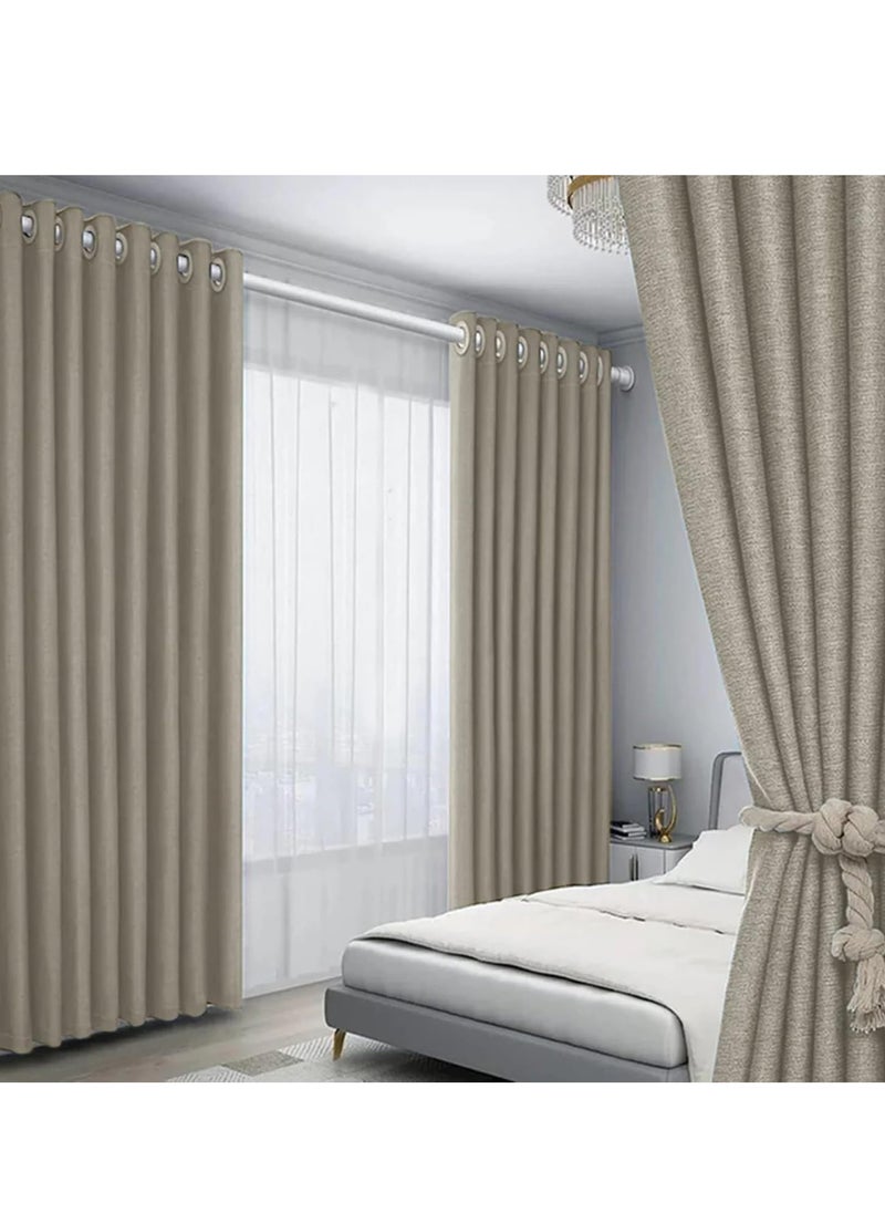 Umeema Blackout Window and Door Curtains for Bedroom, Living room with Grommet Top (Width 150cm and Length 270cm) Two pieces set. (Beige)