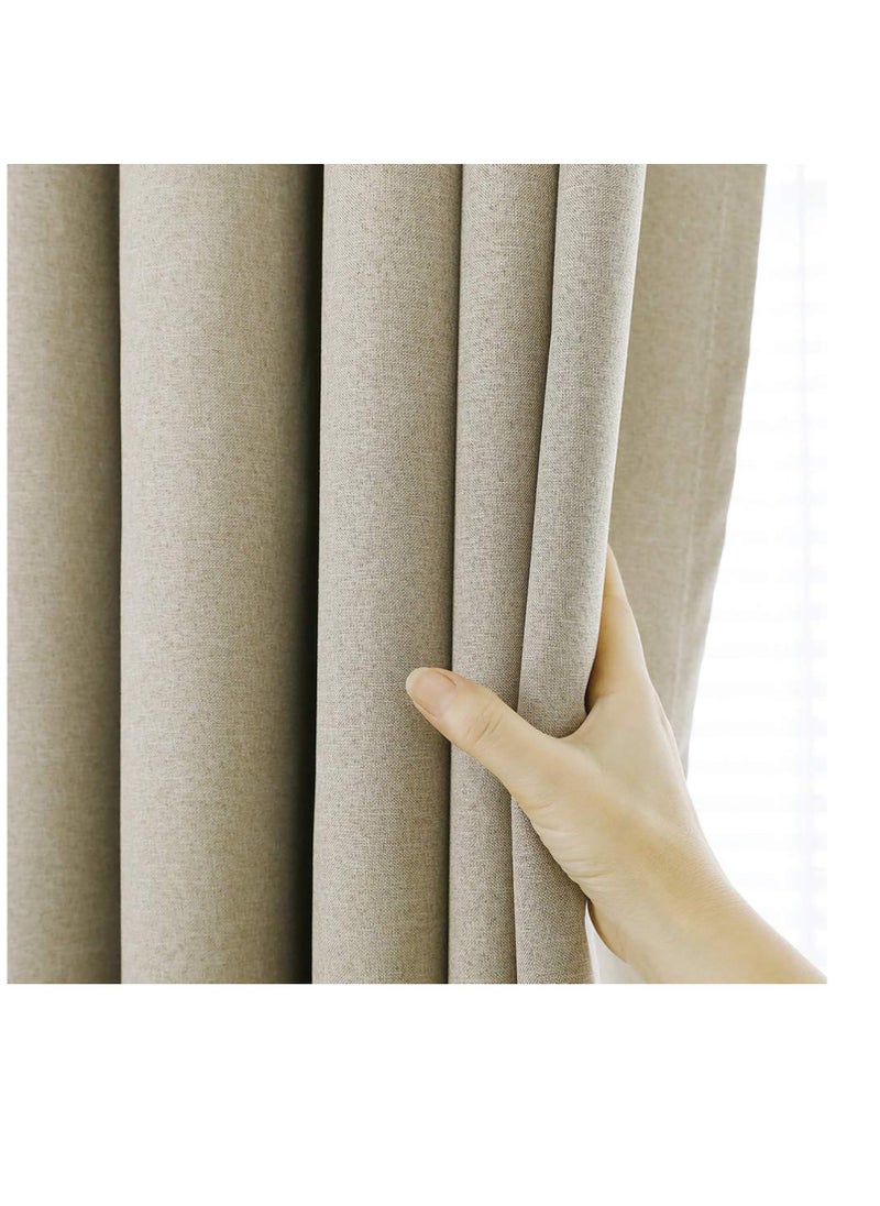 Umeema Blackout Window and Door Curtains for Bedroom, Living room with Grommet Top (Width 150cm and Length 270cm) Two pieces set. (Beige)