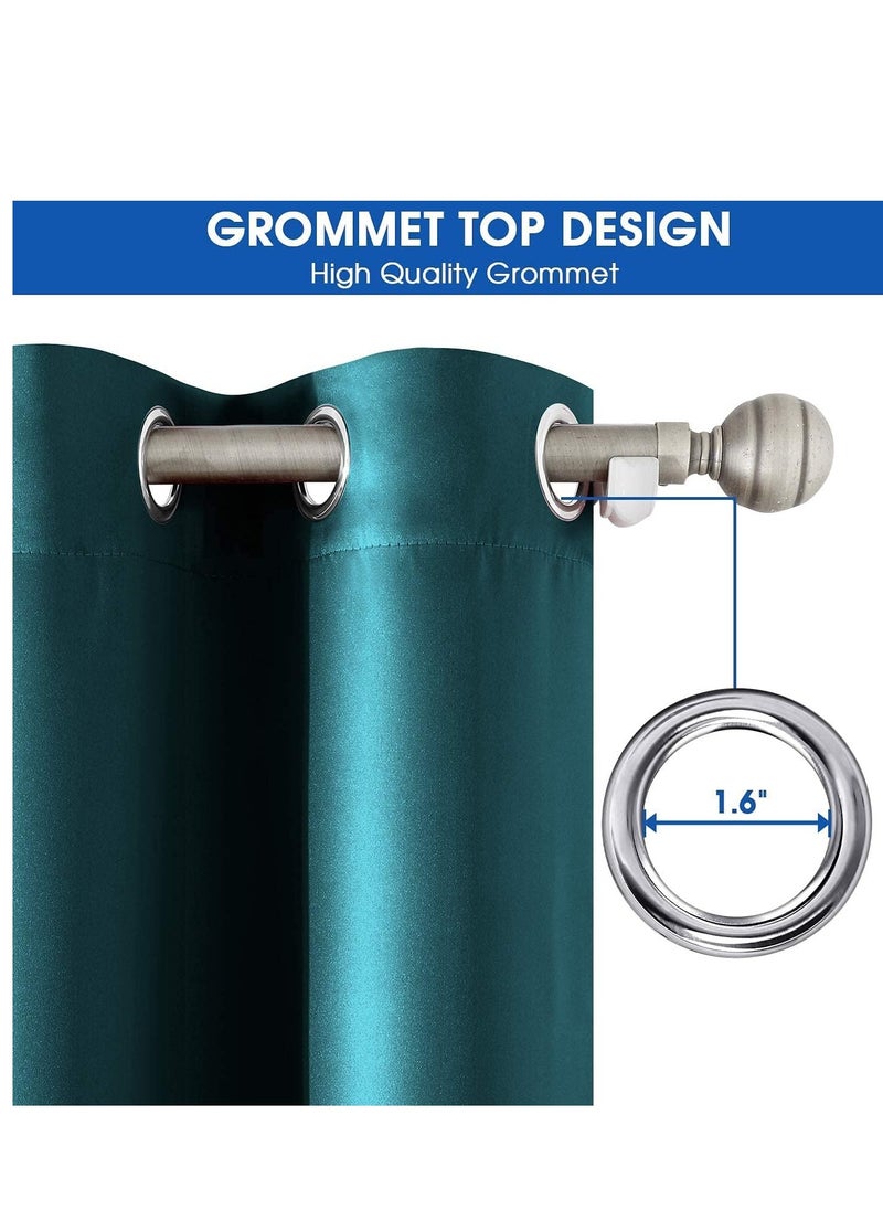 Umeema Blackout Window and Door Curtains for Bedroom, Living room with Grommet Top (Width 150cm and Length 270cm) Two pieces set. (Blueish Green)
