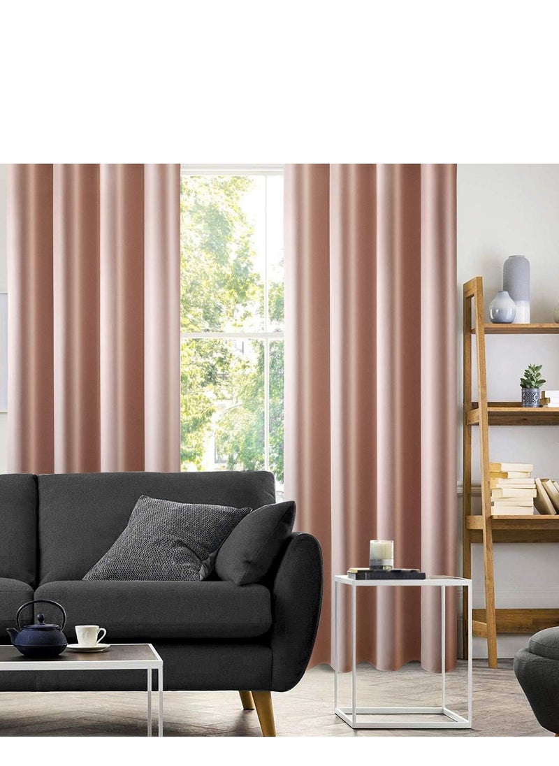 Umeema Blackout Window and Door Curtains for Bedroom, Living room with Grommet Top (Width 150cm and Length 270cm) Two pieces set. (Bronze Rose)