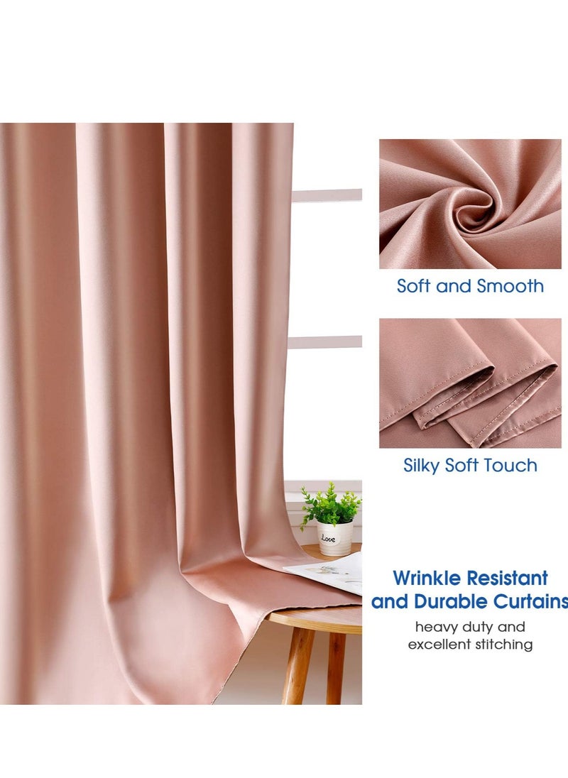 Umeema Blackout Window and Door Curtains for Bedroom, Living room with Grommet Top (Width 150cm and Length 270cm) Two pieces set. (Bronze Rose)