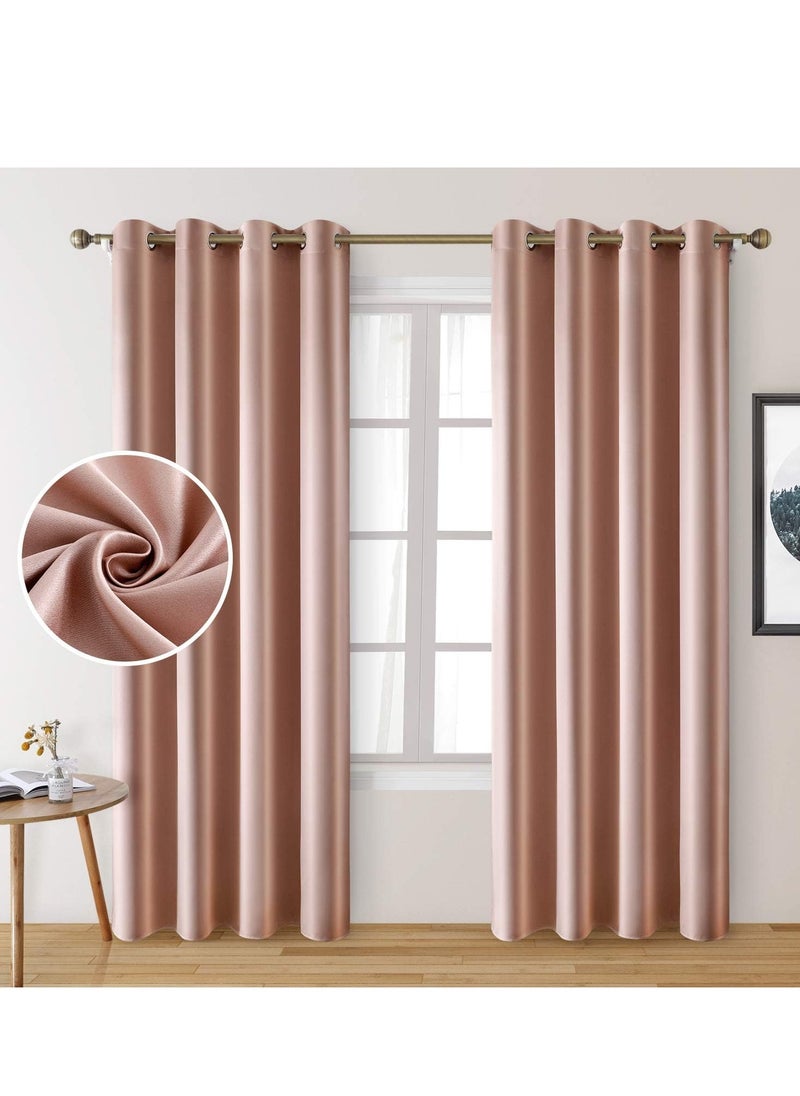 Umeema Blackout Window and Door Curtains for Bedroom, Living room with Grommet Top (Width 150cm and Length 270cm) Two pieces set. (Bronze Rose)