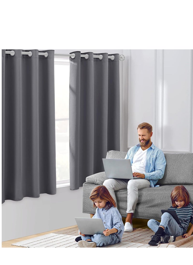 Umeema Blackout Window and Door Curtains for Bedroom, Living room with Grommet Top (Width 150cm and Length 270cm) Two pieces set. (Dark Grey)