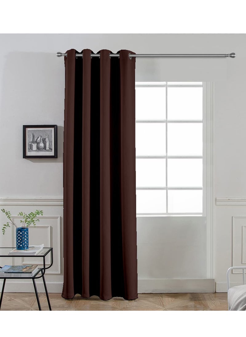 Umeema Blackout Window and Door Curtains for Bedroom, Living room with Grommet Top (Width 150cm and Length 270cm) Two pieces set. (Choclate Brown)