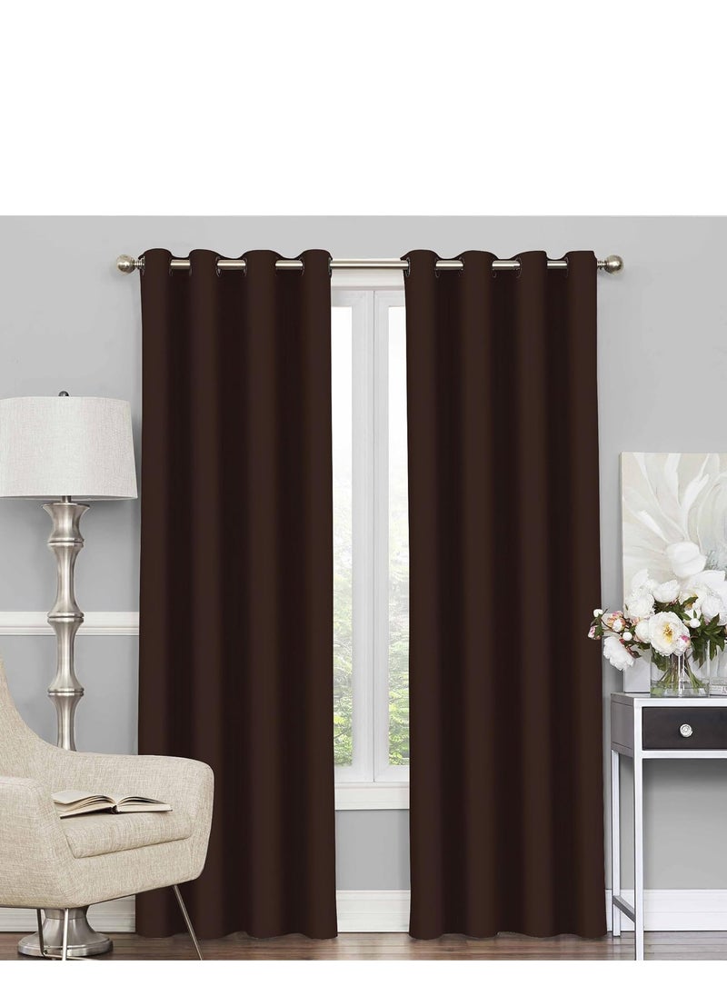 Umeema Blackout Window and Door Curtains for Bedroom, Living room with Grommet Top (Width 150cm and Length 270cm) Two pieces set. (Dark Brown)