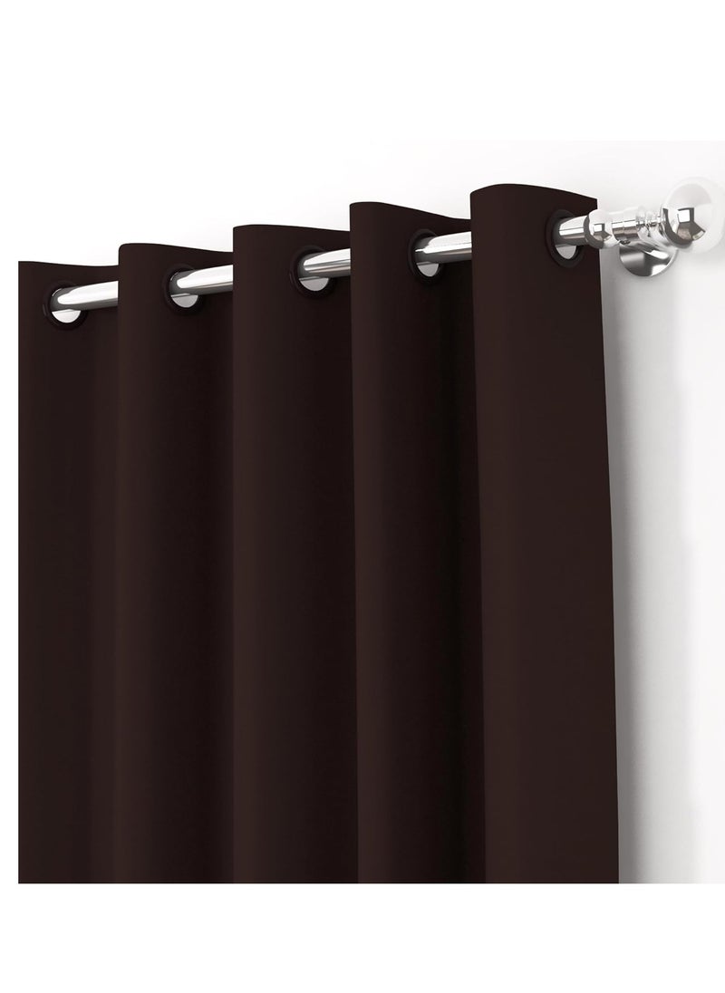 Umeema Blackout Window and Door Curtains for Bedroom, Living room with Grommet Top (Width 150cm and Length 270cm) Two pieces set. (Dark Brown)