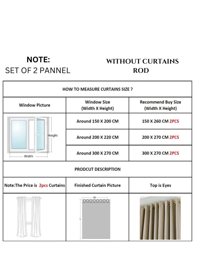 Umeema Blackout Window and Door Curtains for Bedroom, Living room with Grommet Top (Width 150cm and Length 270cm) Two pieces set. (Grey)