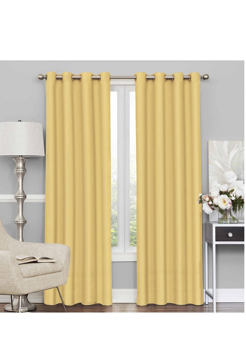 Umeema Blackout Window and Door Curtains for Bedroom, Living room with Grommet Top (Width 150cm and Length 270cm) Two pieces set. (Cream)