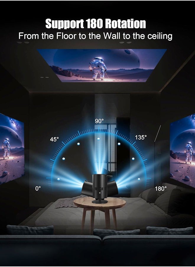 Mini Projector with WiFi 6 and Bluetooth, Auto Keystone Outdoor Movie Projector, 180°Adjustable Big Screen Home Portable Projector for Phone/TV Stick/Laptop/HDMI
