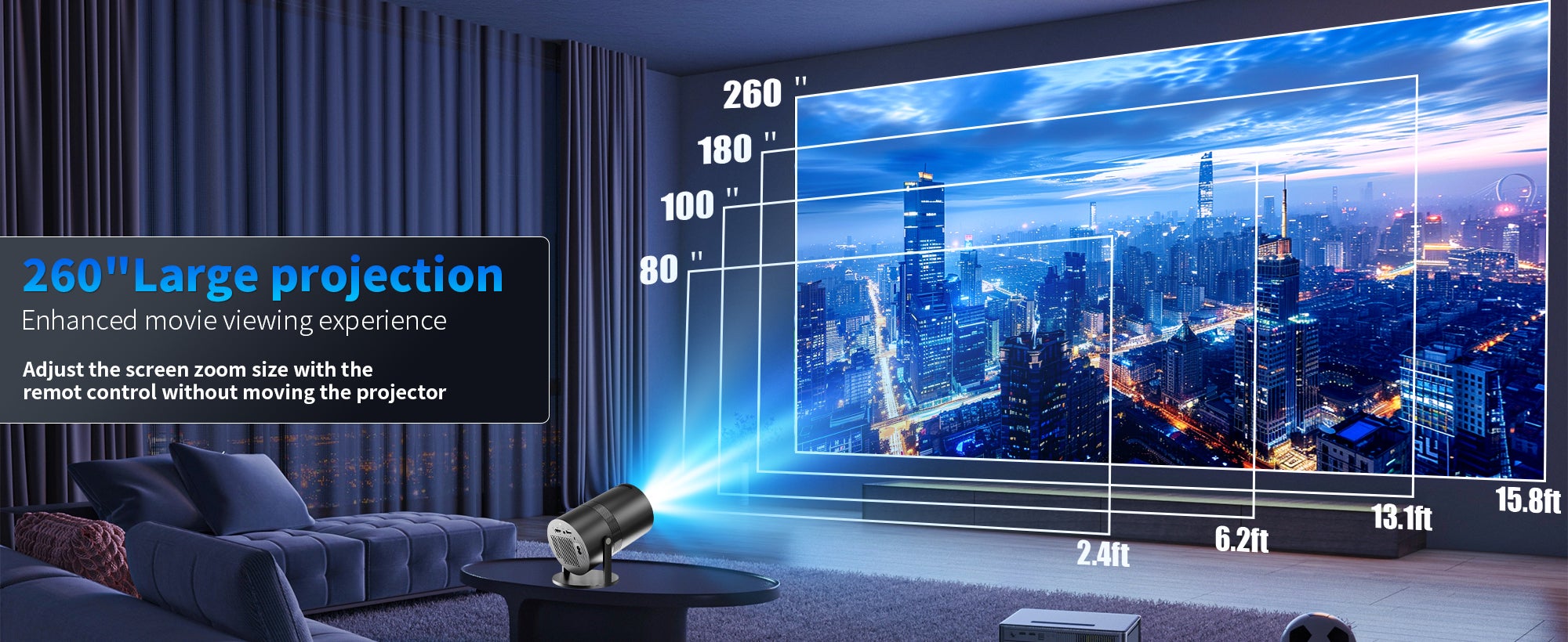 Mini Projector with WiFi 6 and Bluetooth, Auto Keystone Outdoor Movie Projector, 180°Adjustable Big Screen Home Portable Projector for Phone/TV Stick/Laptop/HDMI