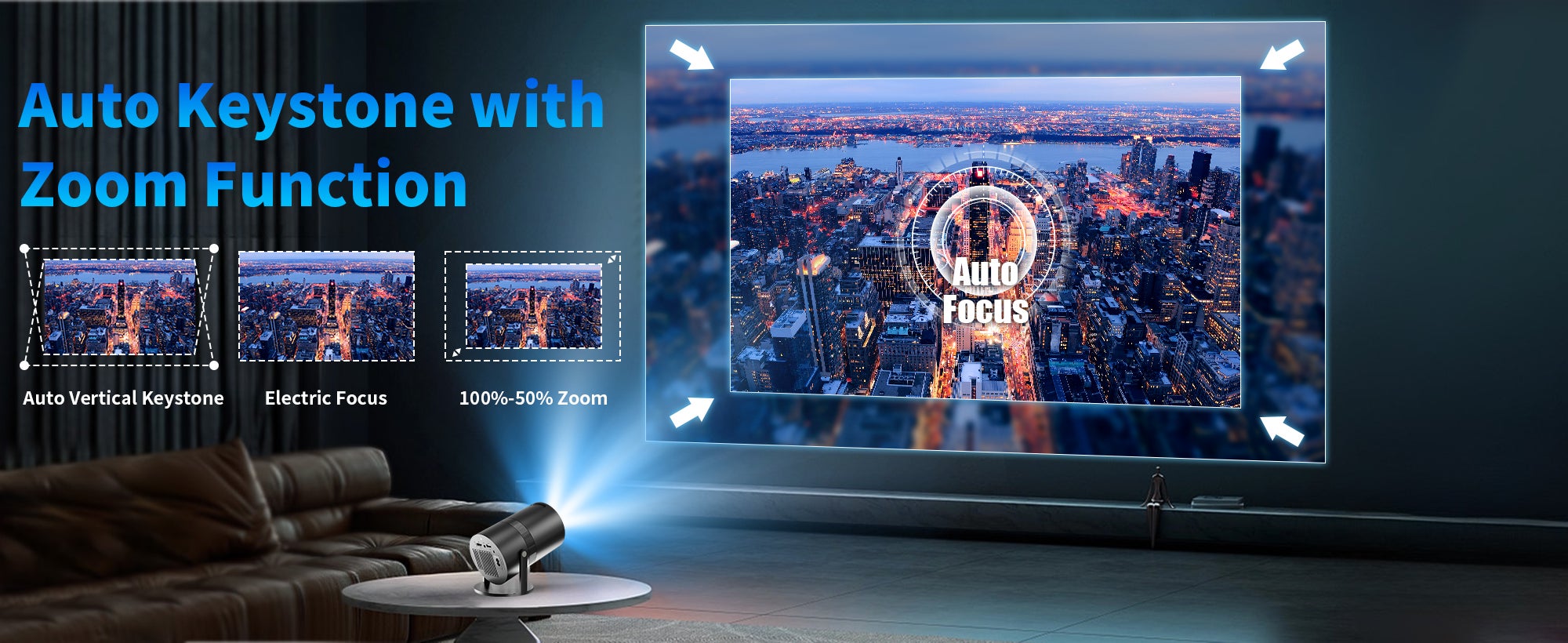 Mini Projector with WiFi 6 and Bluetooth, Auto Keystone Outdoor Movie Projector, 180°Adjustable Big Screen Home Portable Projector for Phone/TV Stick/Laptop/HDMI