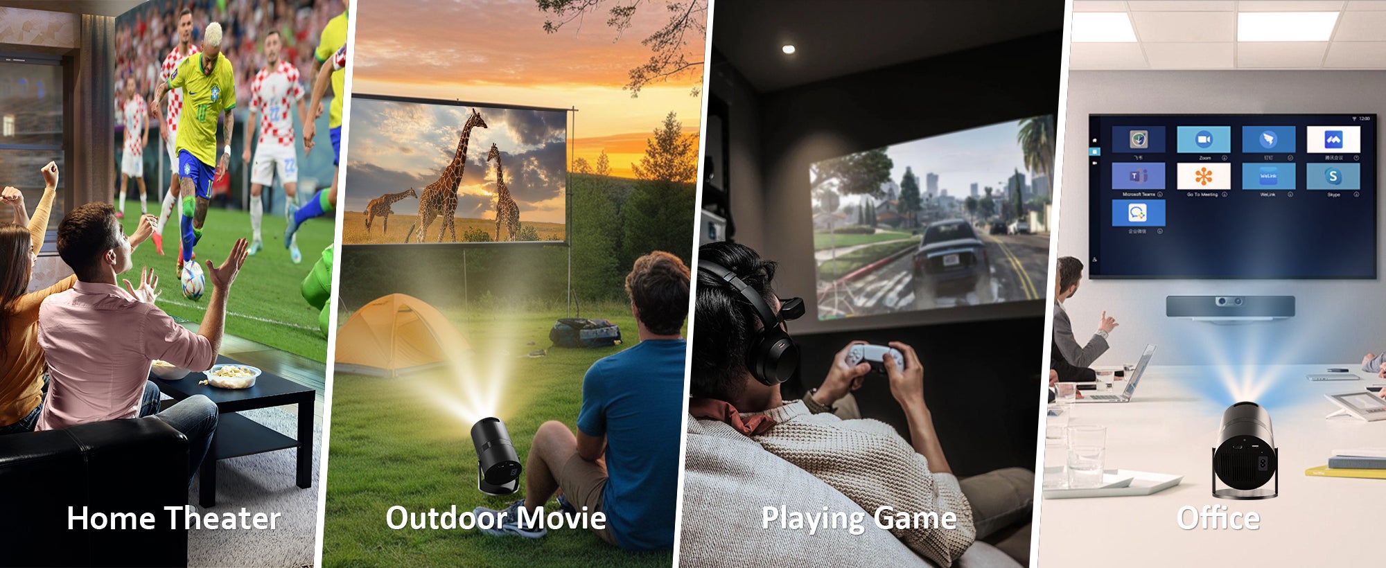 Mini Projector with WiFi 6 and Bluetooth, Auto Keystone Outdoor Movie Projector, 180°Adjustable Big Screen Home Portable Projector for Phone/TV Stick/Laptop/HDMI