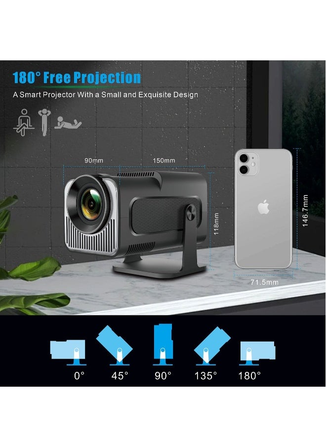 Portable HD Projector - Support 4K - Smart Projector with 5G Dual-band Wifi and Bluetooth 5.0 - Mobile Home Theater - Compatible With Android/iOS/Windows/TV Stick/HDMI/USB