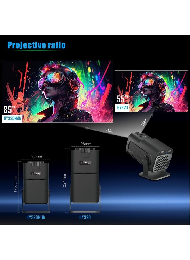 Portable HD Projector - Support 4K - Smart Projector with 5G Dual-band Wifi and Bluetooth 5.0 - Mobile Home Theater - Compatible With Android/iOS/Windows/TV Stick/HDMI/USB