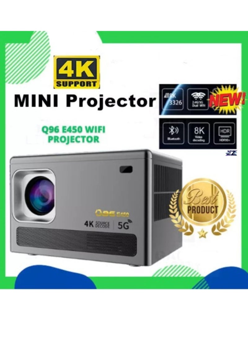 Pro Smart Projector 4K with 5G WiFi Bluetooth, Portable outdoor&Indoor Projector, Movie Projector Compatible with iOS/Android/HDMI/TV stick E450