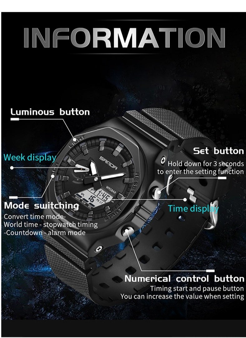 Men's Multi-Sport Waterproof Electronic Quartz Watch