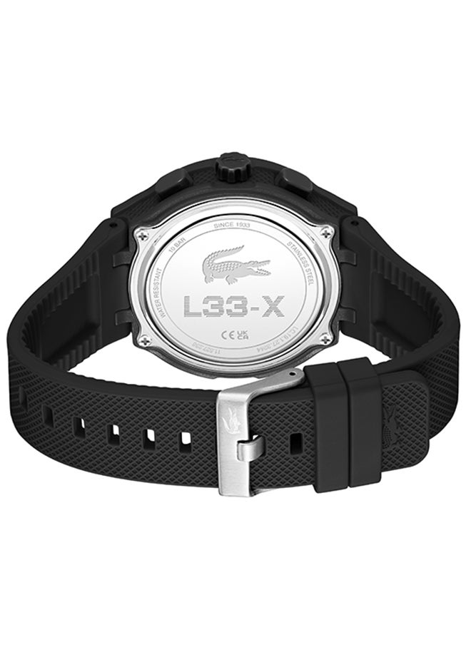 LC33 Analog and Digital Display Silicon Strap Wrist Watch - 45 mm - Black