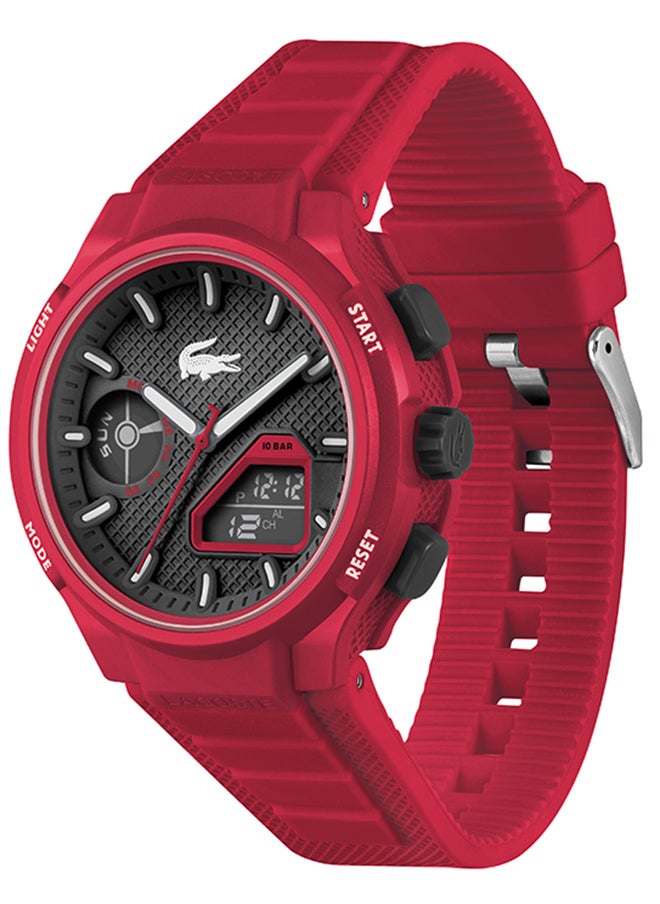 LC33 Analog and Digital Display Silicon Strap Wrist Watch - 45 mm - Red