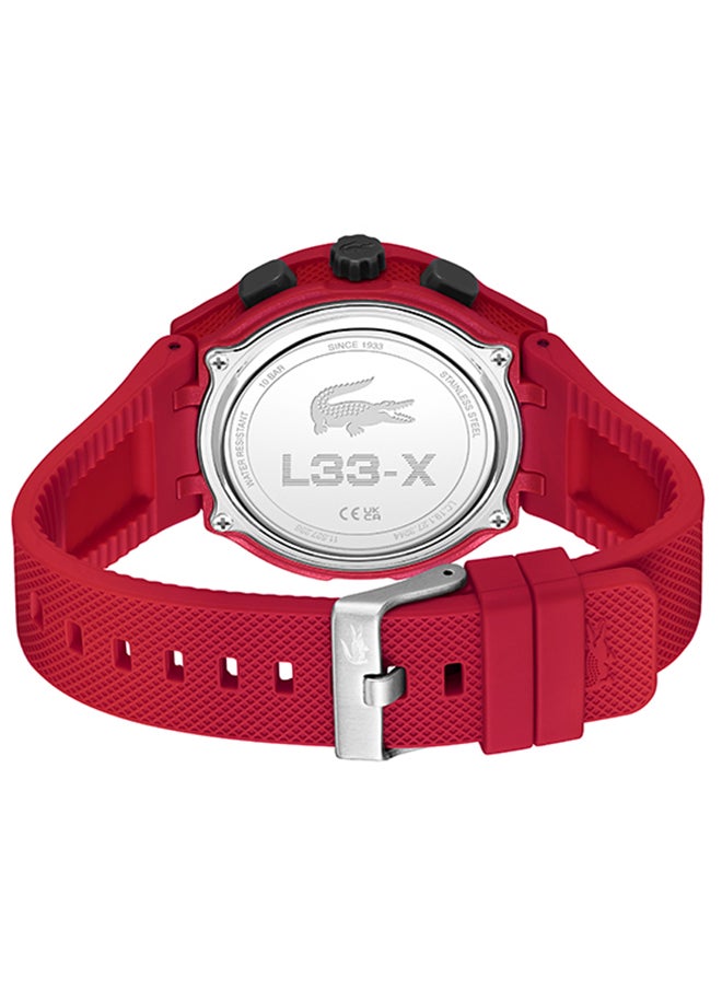 LC33 Analog and Digital Display Silicon Strap Wrist Watch - 45 mm - Red