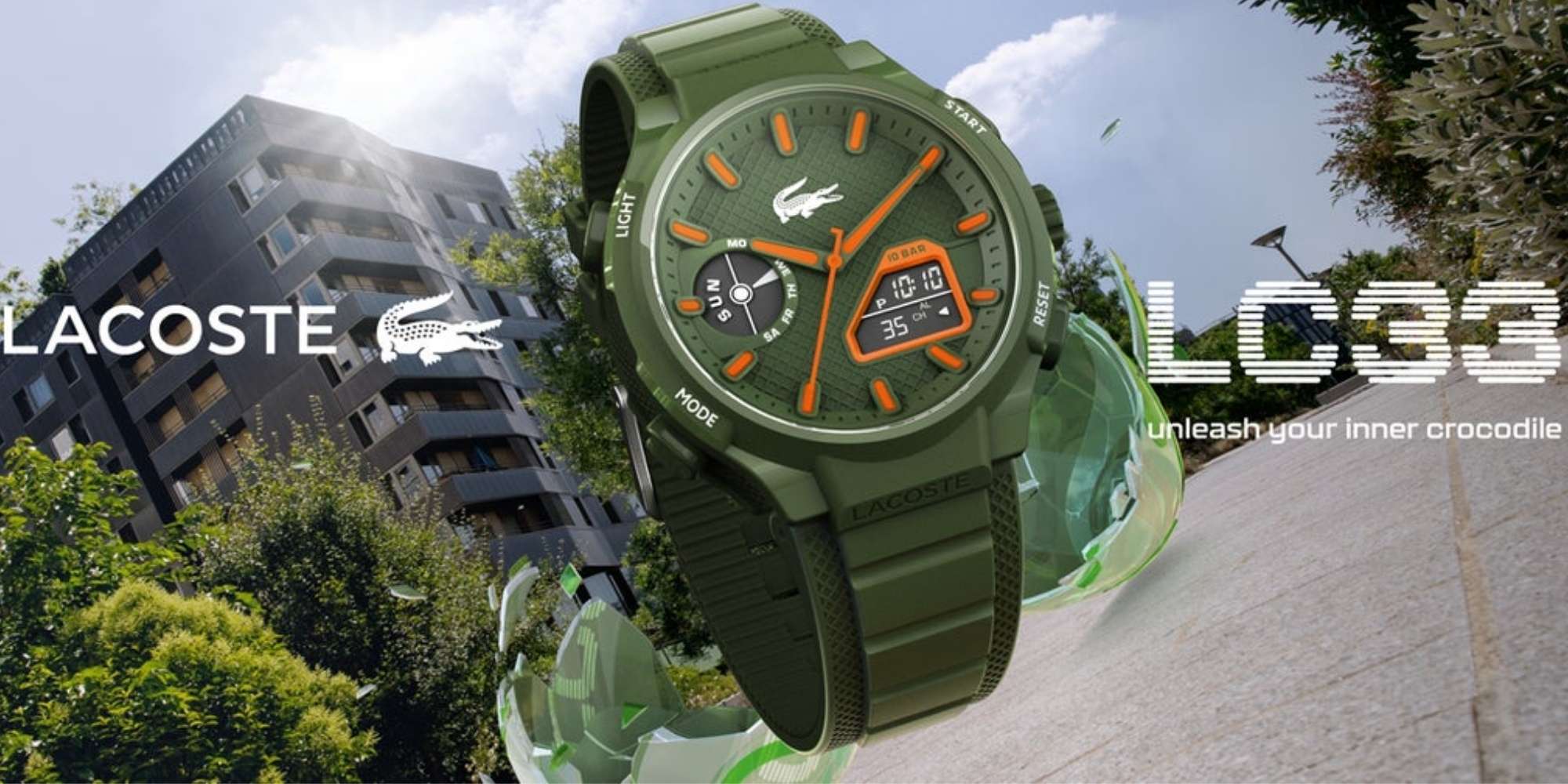 LC33 Analog and Digital Display Silicon Strap Wrist Watch - 45 mm - Green