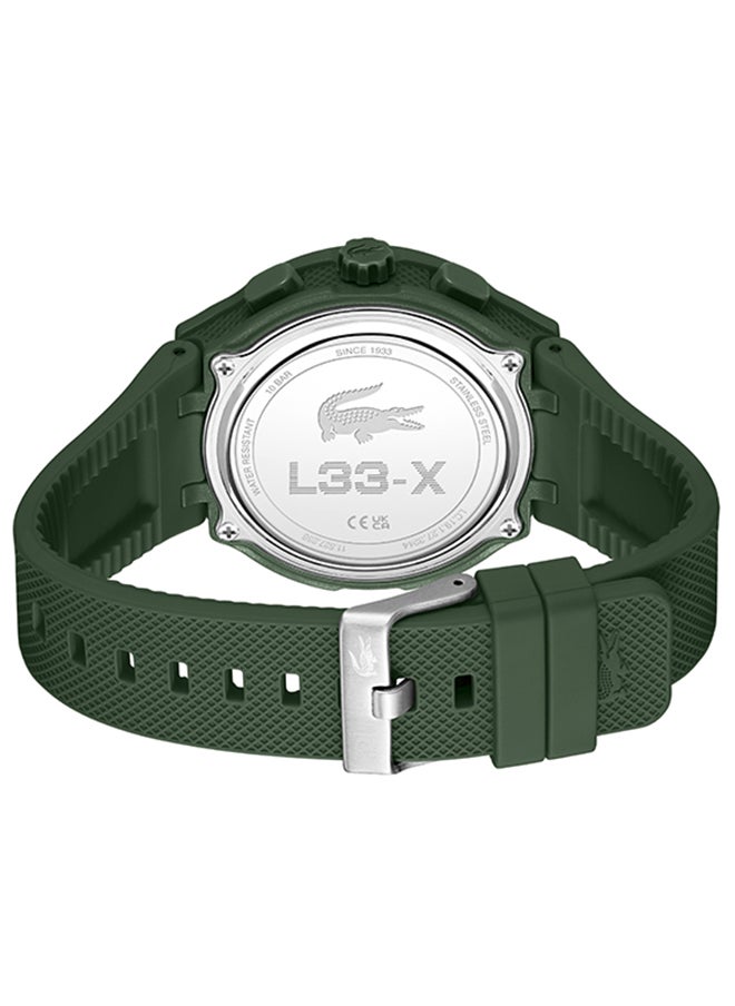 LC33 Analog and Digital Display Silicon Strap Wrist Watch - 45 mm - Khaki Green