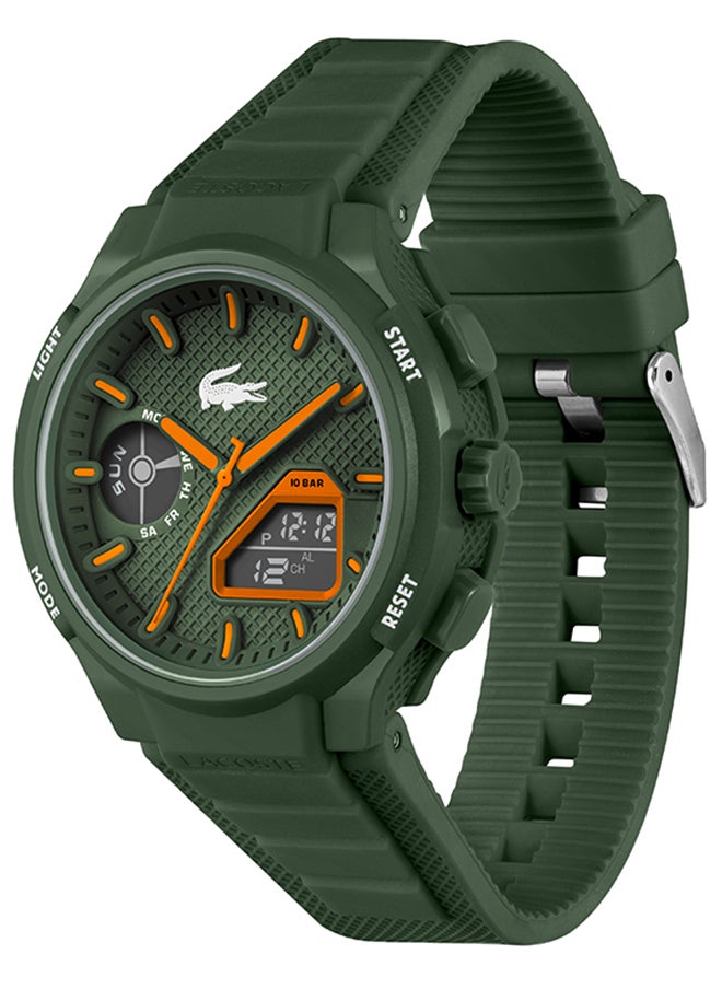 LC33 Analog and Digital Display Silicon Strap Wrist Watch - 45 mm - Khaki Green