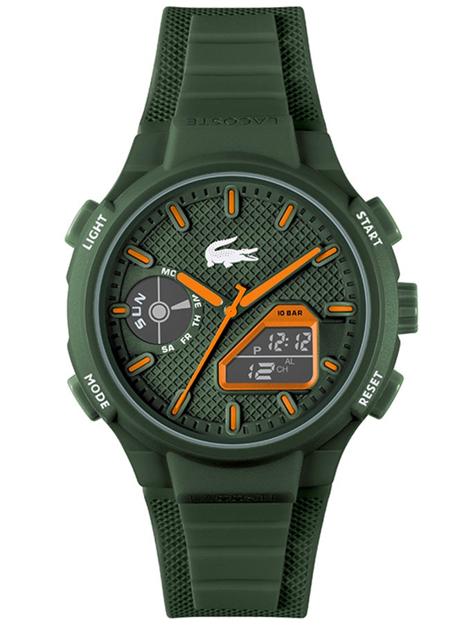 LC33 Analog and Digital Display Silicon Strap Wrist Watch - 45 mm - Khaki Green