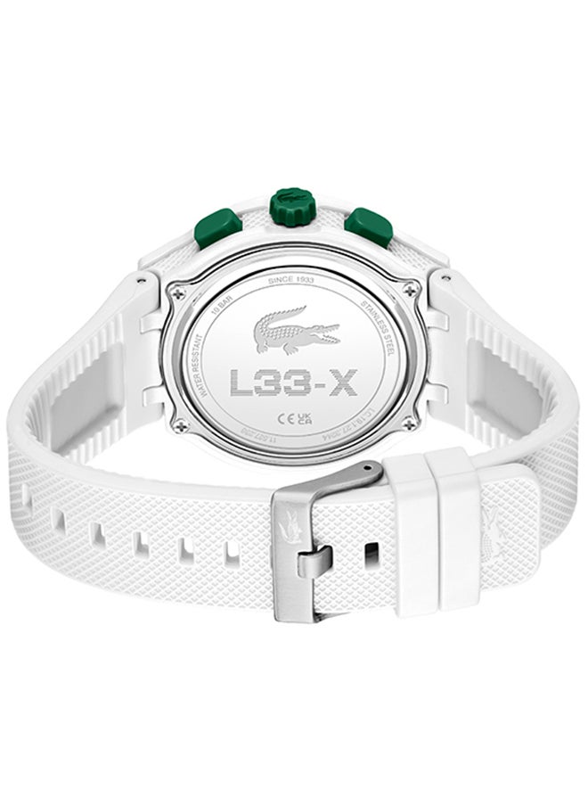 LC33 Analog and Digital Display Silicon Strap Wrist Watch - 45 mm - White