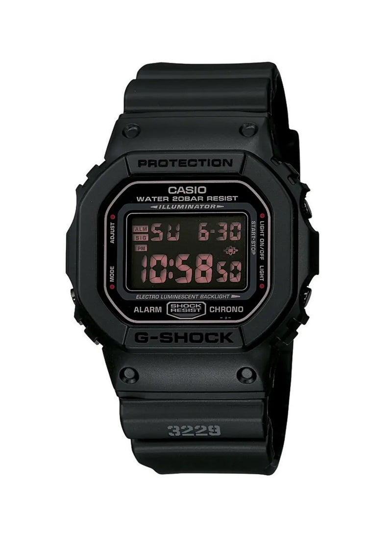 Men's Round Shape Resin Band Digital Wrist Watch - Black - DW-5600MS-1DR