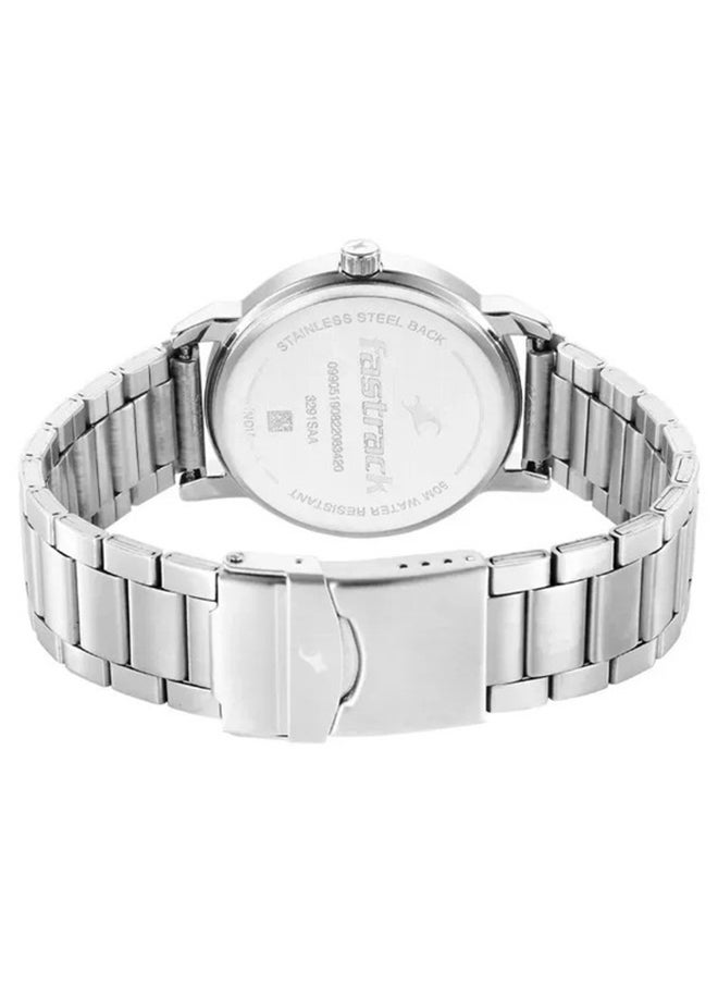 Fastrack Stunners Quartz Analog Watch for Guys With Silver Dial Metal Strap