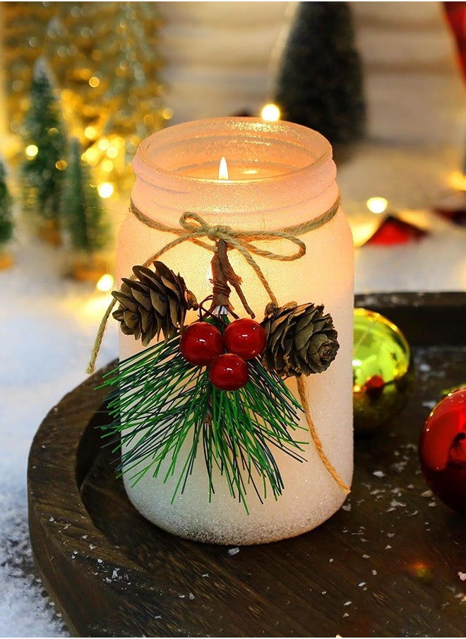 21oz Mason Jar Candle with Pine Cone and Red Berry,Decorative  Candles Scented  Candle Gift for Women,Rustic Farmhouse Xmas Decor for Home,Offices,Tables(Spruce/Pine Scent)