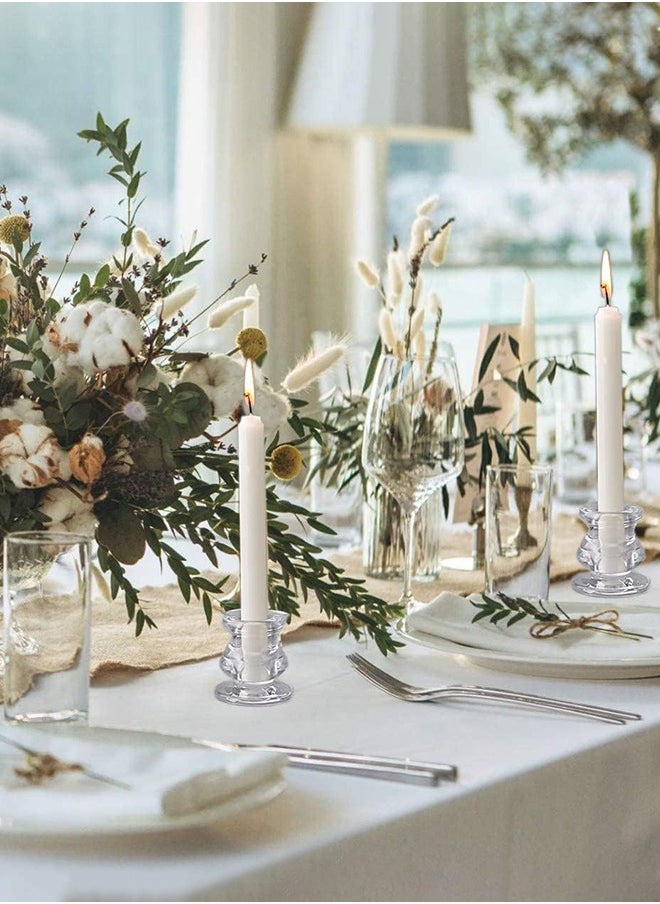 Candlestick Holders Bulk - 4PCS Taper Candle Holders for Table Centerpiece - Thick Glass Candle Holders for Wedding, Party and Festival Decoration