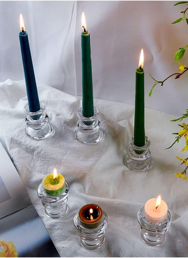 Candlestick Holders Bulk - 4PCS Taper Candle Holders for Table Centerpiece - Thick Glass Candle Holders for Wedding, Party and Festival Decoration