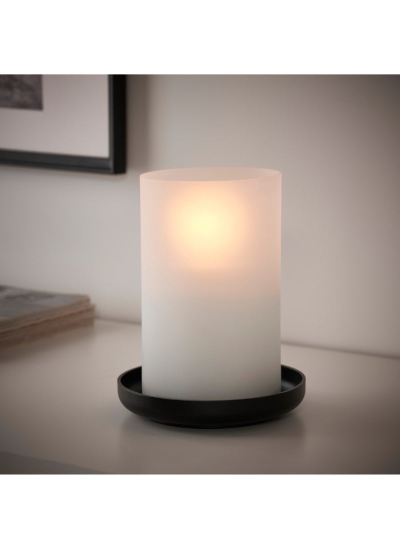 Lantern Frosted Glass/Black 22 Cm