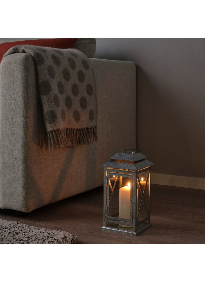 Lantern F Block Candle In/Outdoor Galvanised 29 Cm