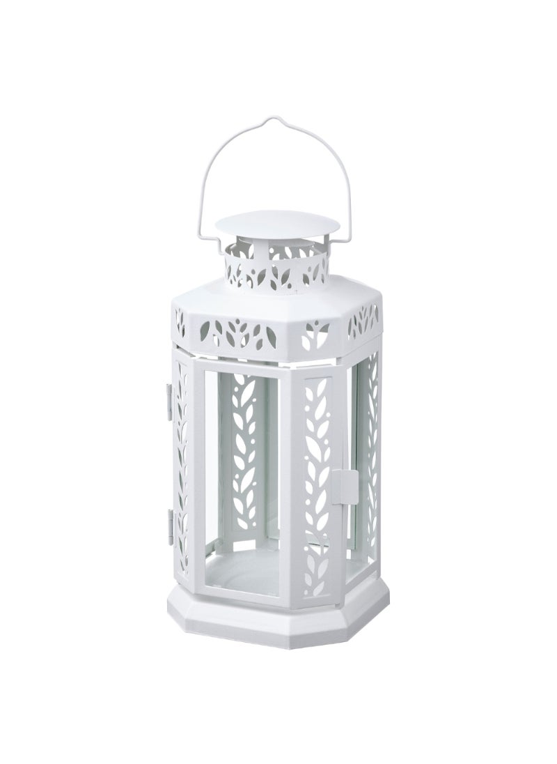 Lantern F Block Candle In/Outdoor White 28 Cm