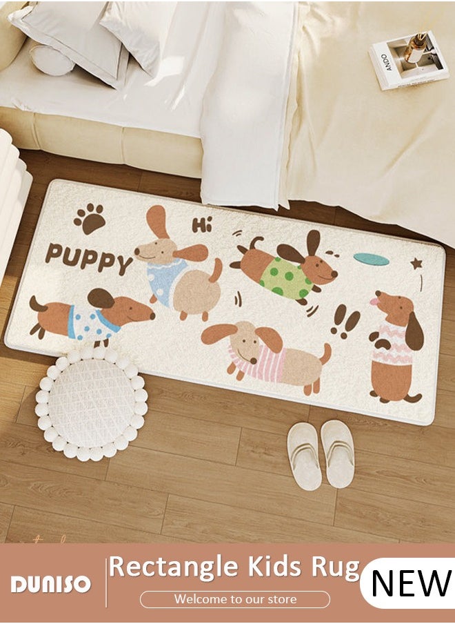 Cartoon Rectangle Kids Rug, Animals Non Slip Super Soft Plush Area Rug for Kids Room Playroom Nursery Bedroom,Soft Washable Crawling Play Mat for Kitchen Home Decor