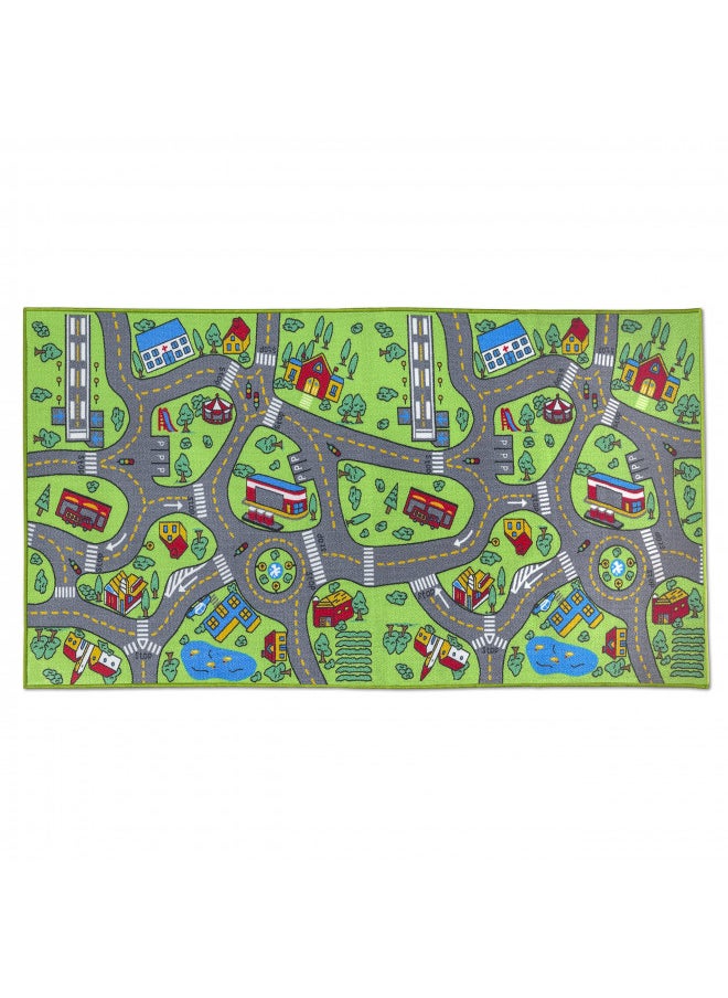 Kids Rug Carpet Playmat City Life Learn Have Fun Safe, Children's Educational, Road Traffic System, Multi Color Activity Centerpiece Play Mat! for Playing with Cars for Bedroom Playroom