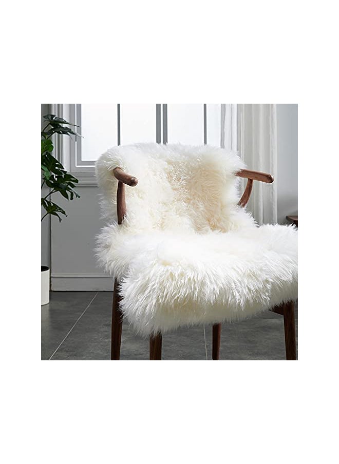 HUAHOO Premium Genuine Sheepskin Rug Real Australia Sheepskin Natural Luxury Fluffy Lambskin Fur Area Rug Seat Covers for Kids Bedroom Sofa Chair Cover Pets Dogs Mat Single Pelt/2'x 3' White/Ivory