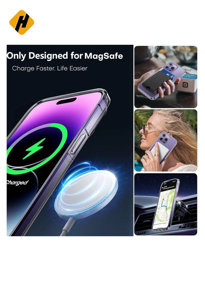 [Updated] [1+2+2] Magnetic Case compatible with iPhone 15 Pro Max [Anti-Yellowing] [Fit for Ma-gs-afe] with Screen Protector (2 Pack) +Camera Protector (2 Pack), Clear Case Cover (15 Pro Max, Clear)