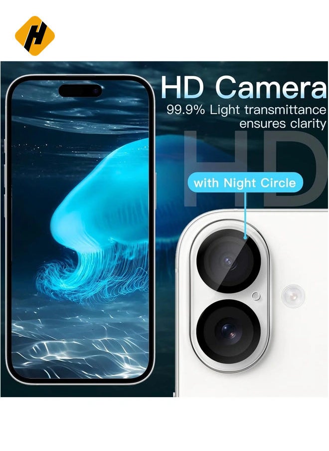 3-Pack Camera Lens Protector for iPhone 16 Plus (6.7-Inch) – 9H Tempered Glass, Anti-Scratch, Case Friendly, HD Clear, Night Mode Compatible